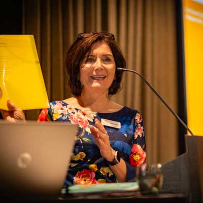 Fiona Lawton speaking at the Showcase